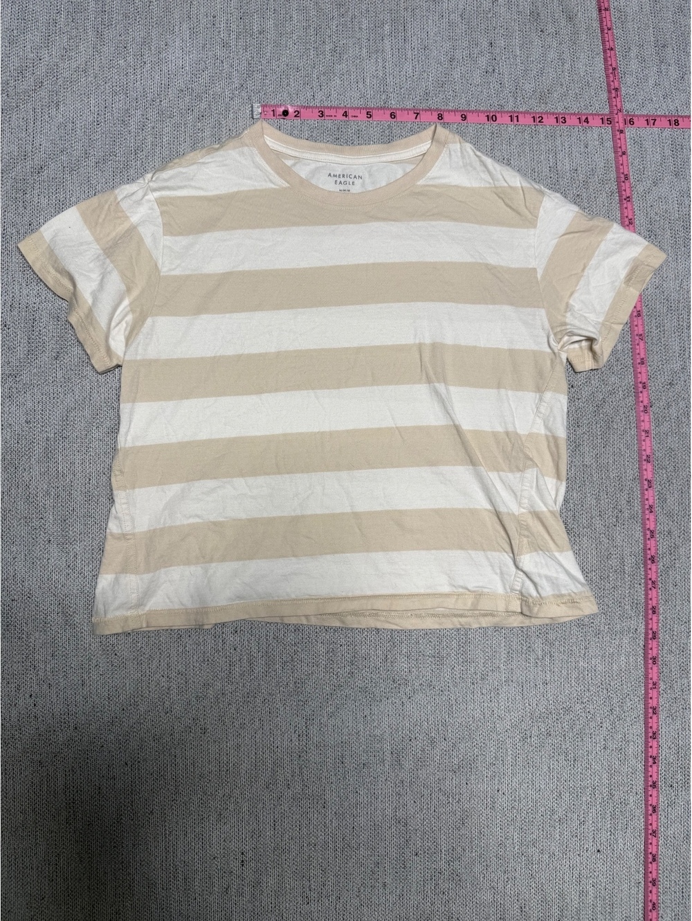 American Eagle Outfitters Beige and White Striped Cotton TSh